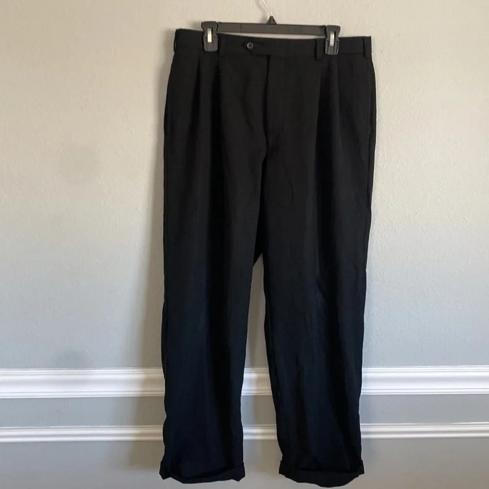 Turn-Up Cuff Trousers Pants Solid Black